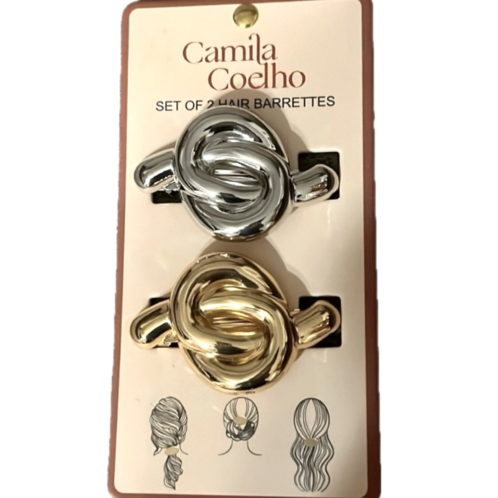 NWT ⚜️👑⚜️ Camila Coelho Gorgeous Golden and Silver Tone Barrettes Set of 2